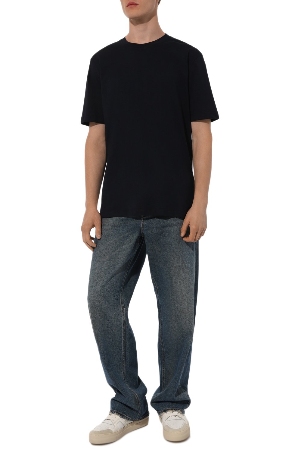 Хлопковая футболка KIRED темно-синего цвета по цене 26350 руб., арт. WKISSMW7923024, фото 2 Хлопковая футболка KIRED, арт. WKISSMW7923024, фото 2