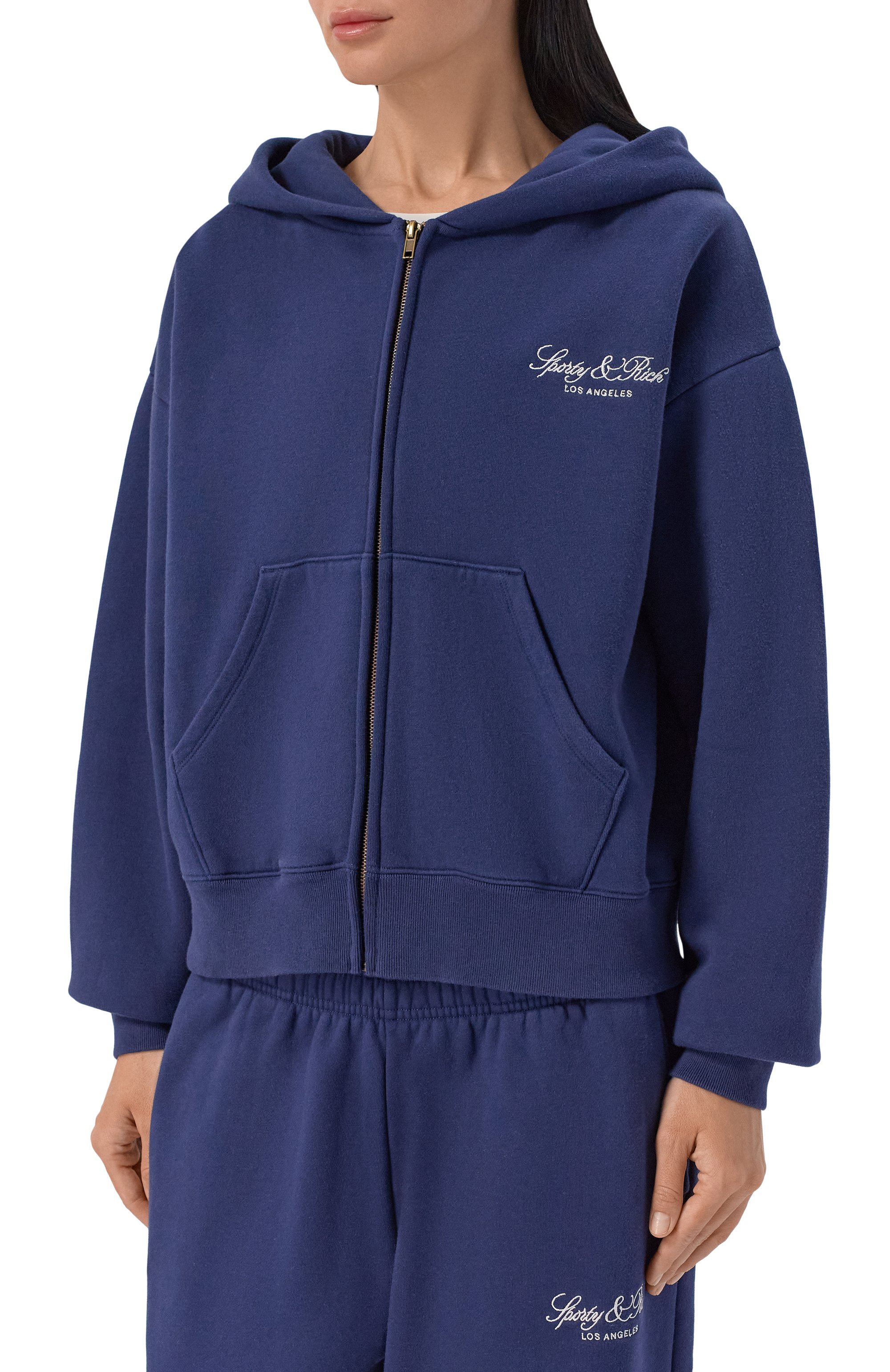 Хлопковая толстовка SPORTY AND RICH темно-синего цвета по цене 38600 руб., арт. ST09476269BL106, фото 3 Хлопковая толстовка SPORTY AND RICH, арт. ST09476269BL106, фото 3