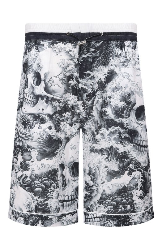 Шорты изо льна и хлопка Philipp Plein SAFC MRT1641 PTE003N Чёрно-белый SAFC MRT1641 PTE003N