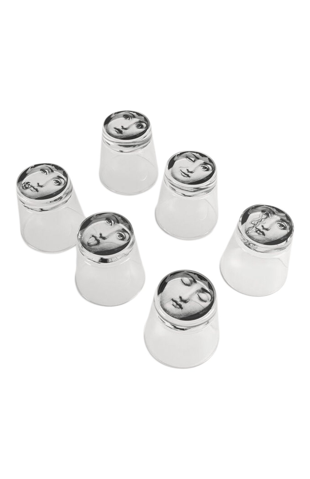 Набор из 6-ти стаканов tema e variazioni FORNASETTI прозрачного цвета по цене 63300 руб., арт. G40X400, фото 2 Набор из 6-ти стаканов tema e variazioni FORNASETTI, арт. G40X400, фото 2