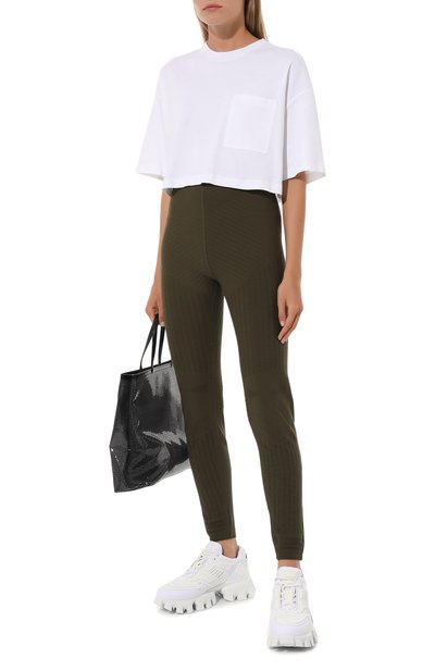 Легинсы prada linea rossa PRADA хаки цвета по цене 100000 руб., арт. 122051-1VMR-F0161-192, фото 2 Легинсы prada linea rossa PRADA, арт. 122051-1VMR-F0161-192, фото 2