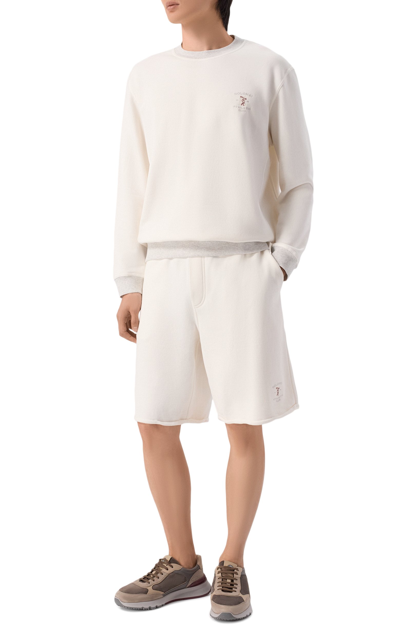 Хлопковые шорты BRUNELLO CUCINELLI кремового цвета по цене 129500 руб., арт. MM8263389G, фото 2 Хлопковые шорты BRUNELLO CUCINELLI, арт. MM8263389G, фото 2
