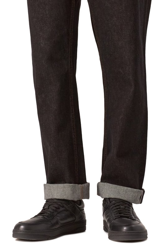 Кожаные кеды Sneak-Air Santoni MBSG22015NERRESS Чёрный  MBSG22015NERRESS Фото 3