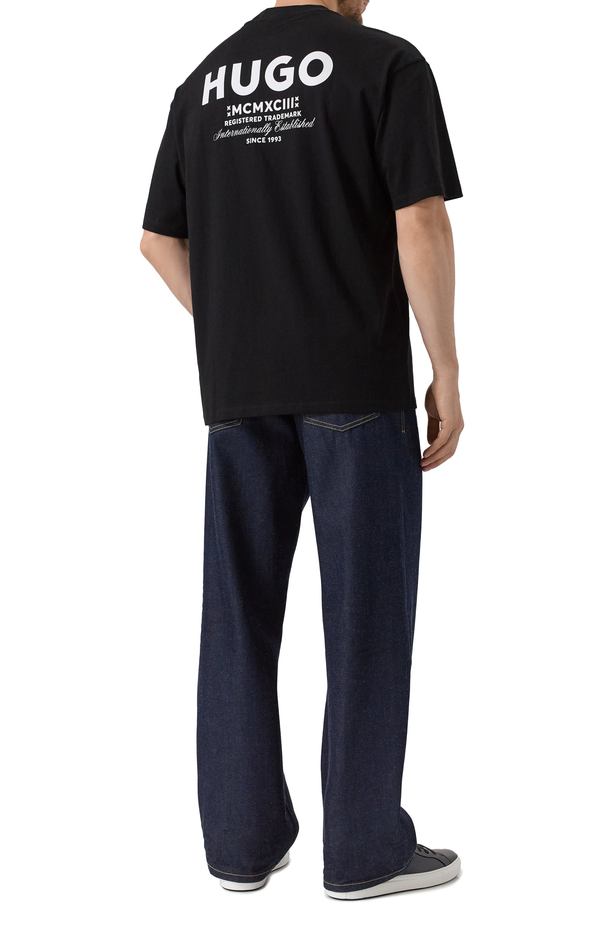 Хлопковая футболка HUGO BLUE черного цвета по цене 8295 руб., арт. 50509776, фото 2 Хлопковая футболка HUGO BLUE, арт. 50509776, фото 2