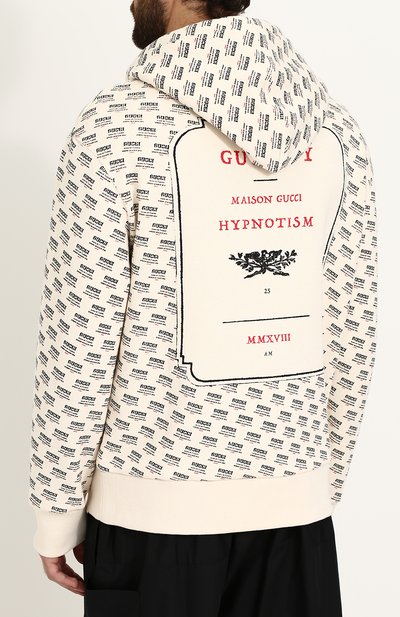 Хлопковое худи с принтом GUCCI кремового цвета по цене 105000 руб., арт. 519679/X3N45, фото 4 Хлопковое худи с принтом GUCCI, арт. 519679/X3N45, фото 4
