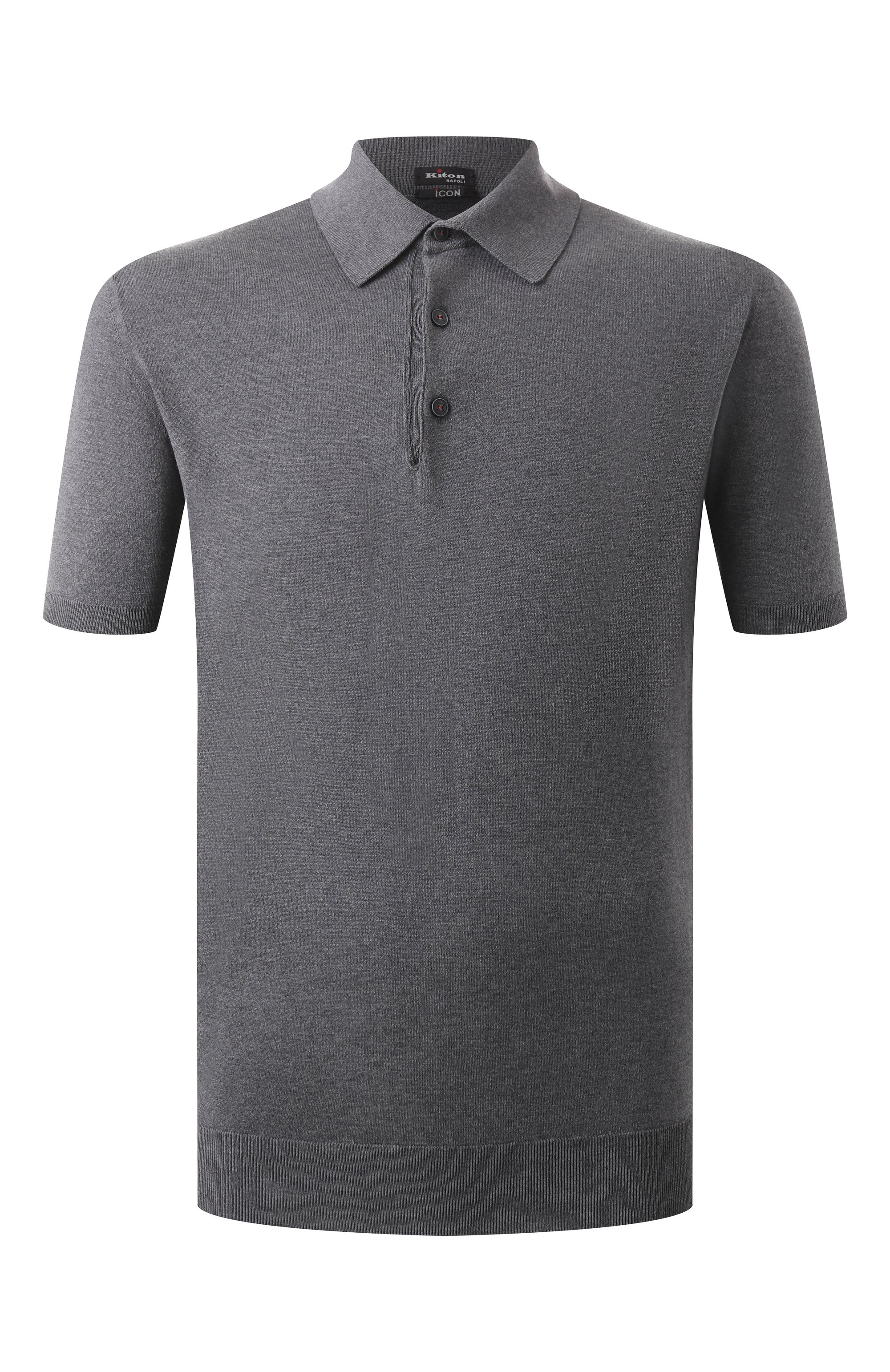 Хлопковое поло KITON темно-серого цвета по цене 115500 руб., арт. UMKXX33K284, фото 1 Хлопковое поло KITON, арт. UMKXX33K284, фото 1