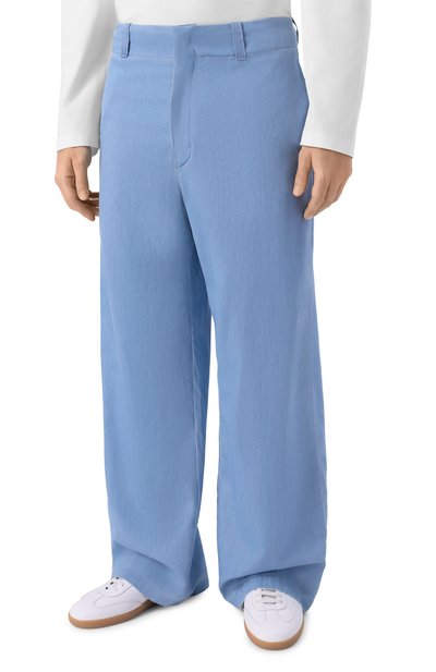 Хлопковые брюки EMPORIO ARMANI голубого цвета по цене 36000 руб., арт. EM004762/AF25241, фото 3 Хлопковые брюки EMPORIO ARMANI, арт. EM004762/AF25241, фото 3