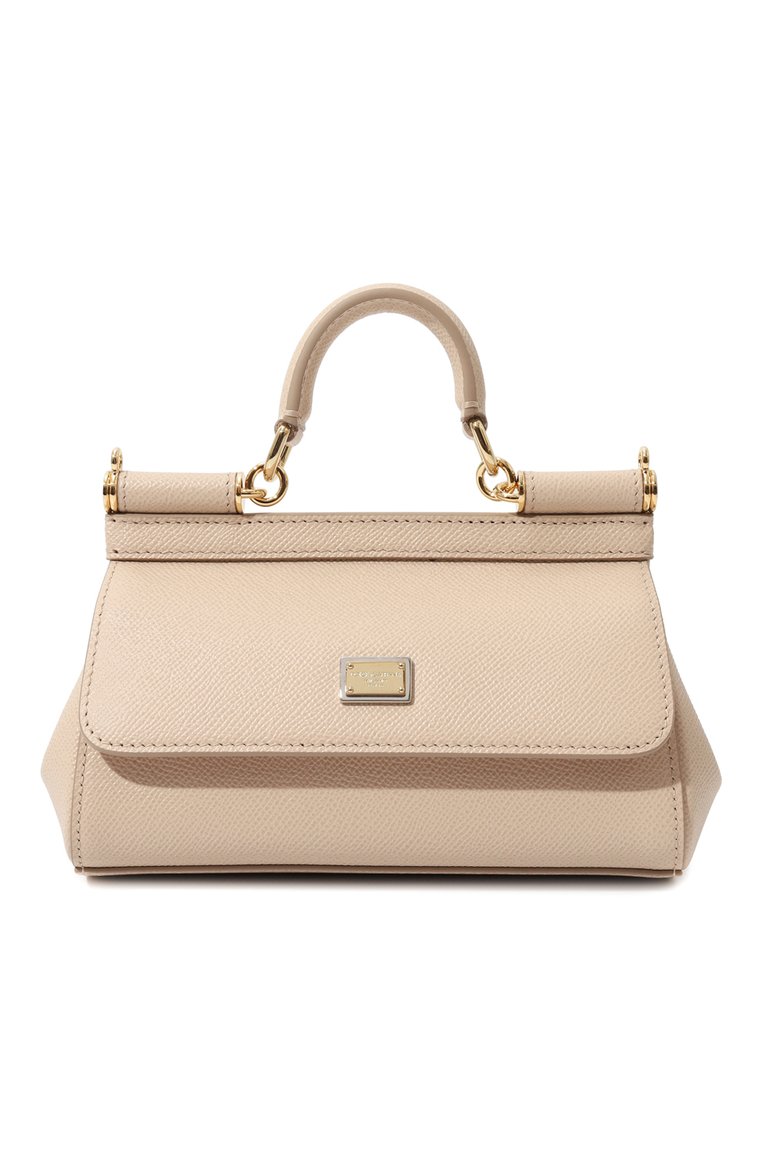 Женская сумка sicily small DOLCE & GABBANA светло-бежевого цвета, арт. BB9116_BE9116/A1001_1 | Фото 1 (Ремень/цепочка: На ремешке; Материал: Натуральная кожа; Размер: small; Сумки-технические: Сумки top-handle)