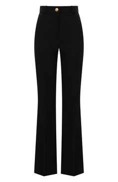 Женские шерстяные брюки BALMAIN черного цвета, арт. DF1P0104/WC09 | Фото 1 (Драгоценные камни: Проставлено; Длина (брюки, джинсы): Удлиненные; Материал внешний: Шерсть; Материал сплава: Проставлено; Силуэт Ж (брюки и джинсы): Расклешенные; Стили: Кэжуэл; Женское Кросс-КТ: Брюки-одежда)