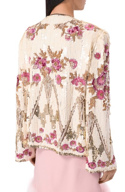 Шелковый жакет с отделкой пайетками VALENTINO, арт. 8B0CE5ZA/1C8, фото 4