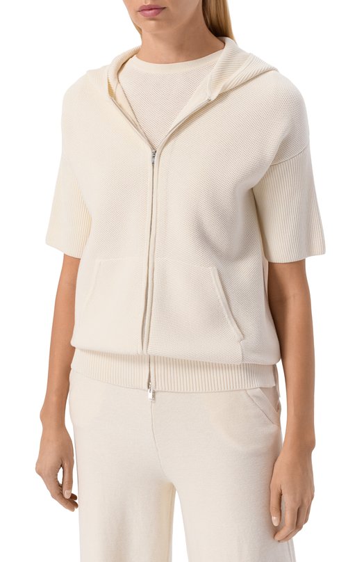 Толстовка из шелка и хлопка MVST WS61-609MU Кремовый  WS61-609MU Фото 3