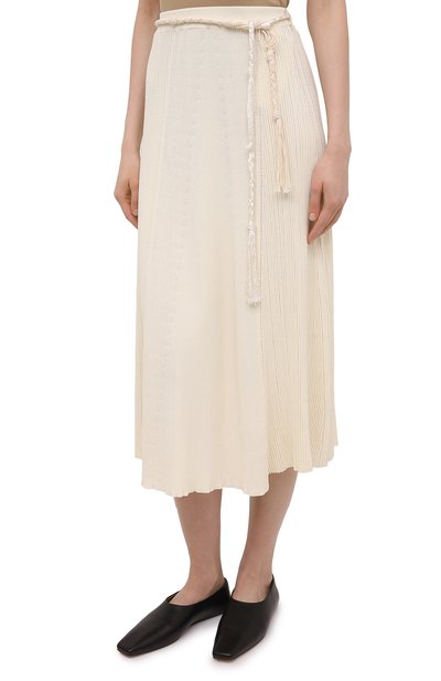Хлопковая юбка JIL SANDER кремового цвета по цене 139500 руб., арт. JSPS759057-WSY24268, фото 3 Хлопковая юбка JIL SANDER, арт. JSPS759057-WSY24268, фото 3