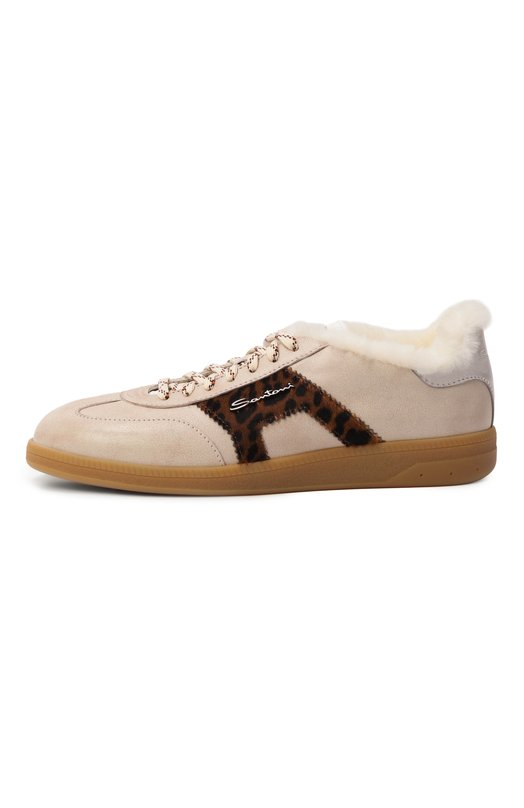 Замшевые кеды Santoni WBPG61430FARPAVA Бежевый  WBPG61430FARPAVA Фото 4