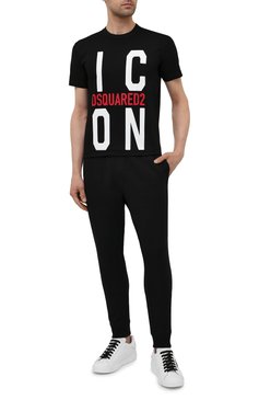 Мужская черная хлопковая футболка DSQUARED2 купить в интернет - Main Image