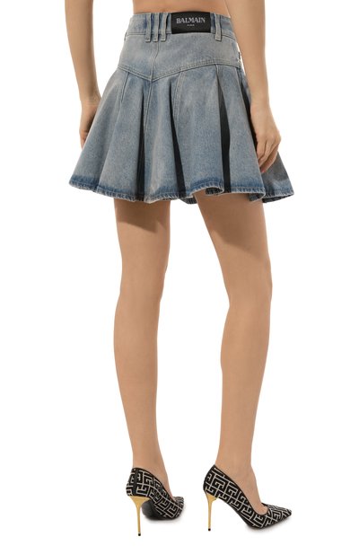 Джинсовая юбка BALMAIN голубого цвета по цене 132000 руб., арт. DF0LBA39/DF17, фото 4 Джинсовая юбка BALMAIN, арт. DF0LBA39/DF17, фото 4