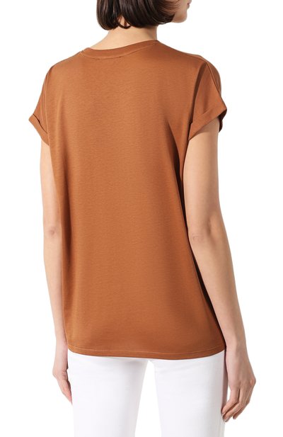 Хлопковая футболка BALMAIN коричневого цвета по цене 26200 руб., арт. TF11351/I382, фото 4 Хлопковая футболка BALMAIN, арт. TF11351/I382, фото 4