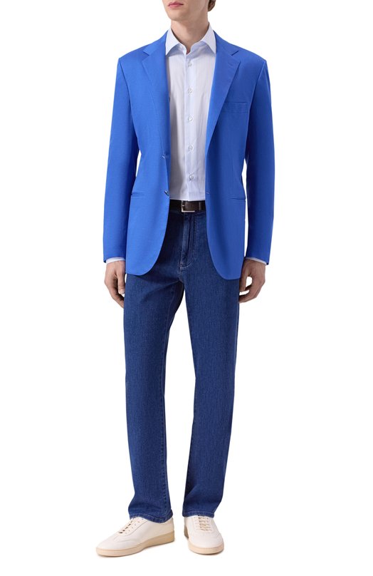 Хлопковый пиджак Kiton UG81H07715 Синий  UG81H07715 Фото 3