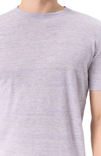 Футболка изо льна и хлопка BRUNELLO CUCINELLI сиреневого цвета по цене 99500 руб., арт. M2L00340, фото 5 Футболка изо льна и хлопка BRUNELLO CUCINELLI, арт. M2L00340, фото 5