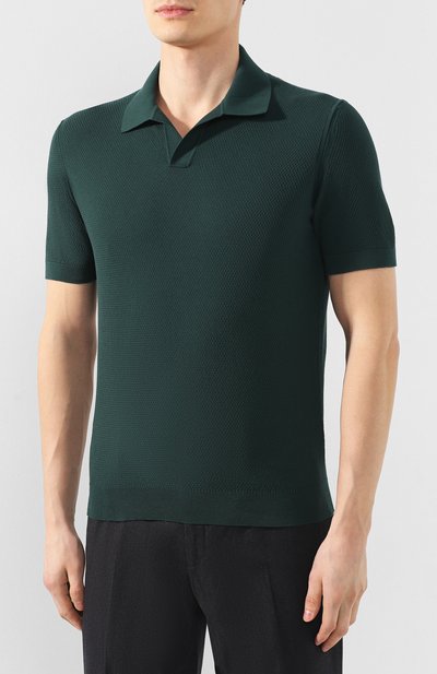 Хлопковое поло ZEGNA зеленого цвета по цене 58650 руб., арт. UUC96/C32, фото 3 Хлопковое поло ZEGNA, арт. UUC96/C32, фото 3