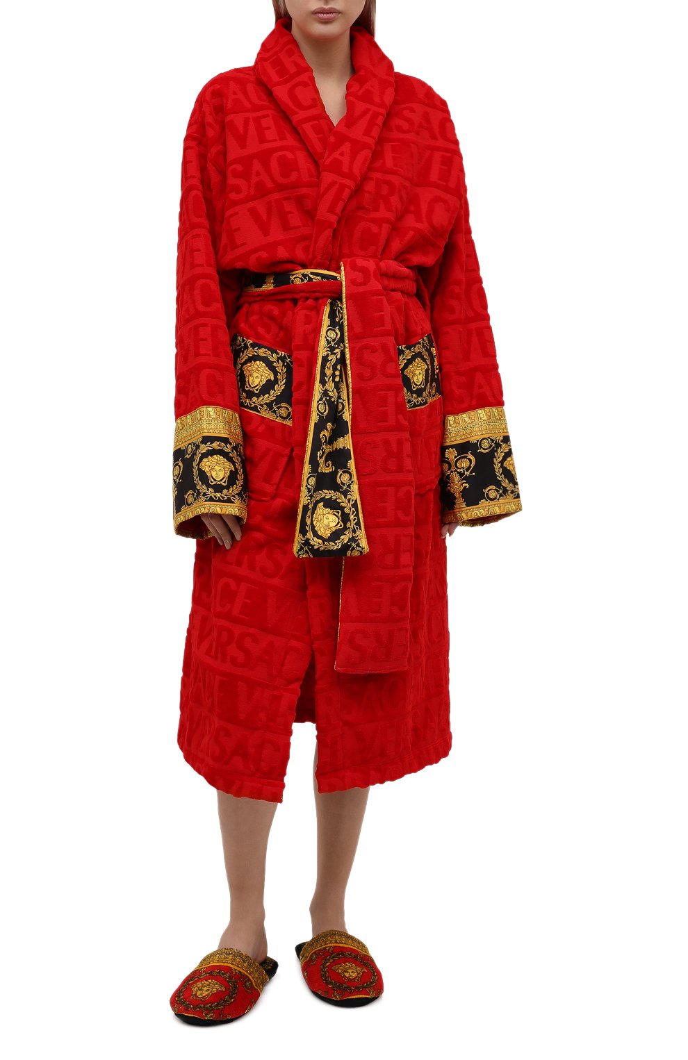 Хлопковый халат VERSACE красного цвета по цене 69850 руб., арт. ZACJ00008/ZC0SP052, фото 2 Хлопковый халат VERSACE, арт. ZACJ00008/ZC0SP052, фото 2