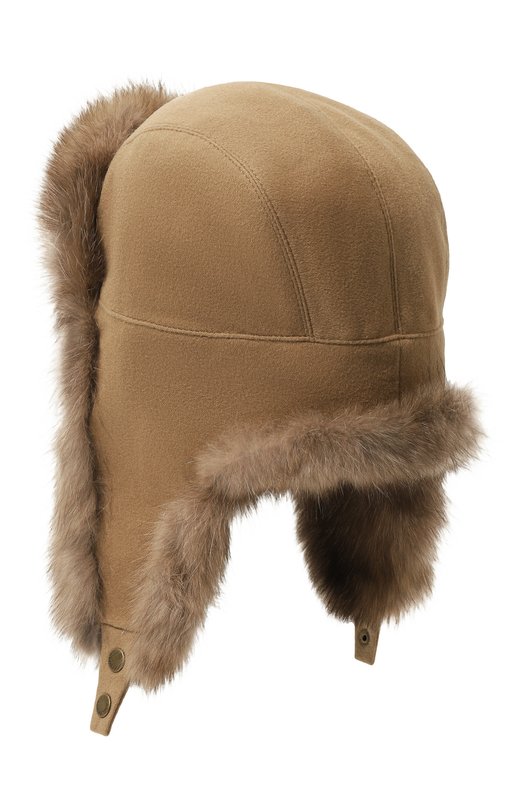 Шапка-ушанка с отделкой из соболя VICTORIA KUSENKOVA 099103605153 Бежевый  099103605153 Фото 3