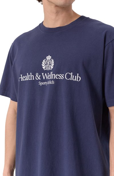 Хлопковая футболка SPORTY AND RICH синего цвета по цене 9595 руб., арт. T0043612241BL106, фото 5 Хлопковая футболка SPORTY AND RICH, арт. T0043612241BL106, фото 5