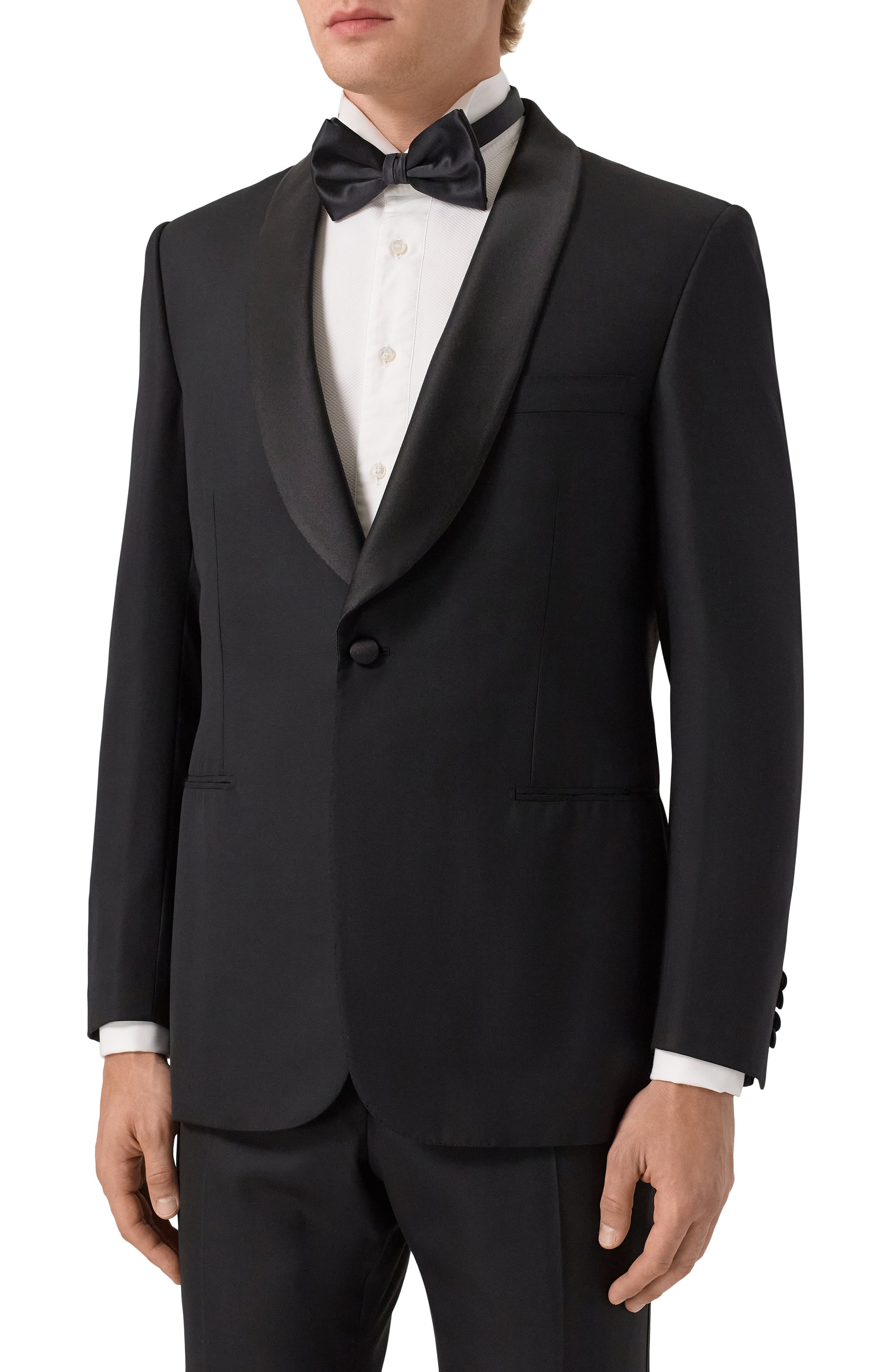 Шерстяной смокинг BRIONI черного цвета по цене 770000 руб., арт. RT051S/P6A0M, фото 2 Шерстяной смокинг BRIONI, арт. RT051S/P6A0M, фото 2