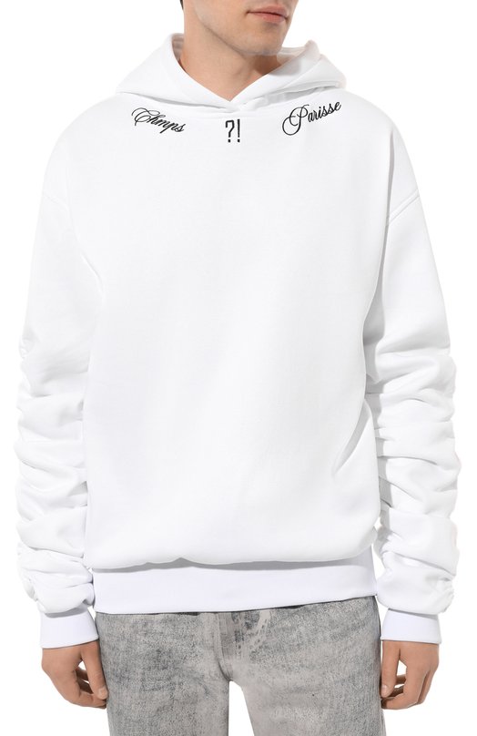 Хлопковое худи CHMPS PARISSE Белый, фото 3