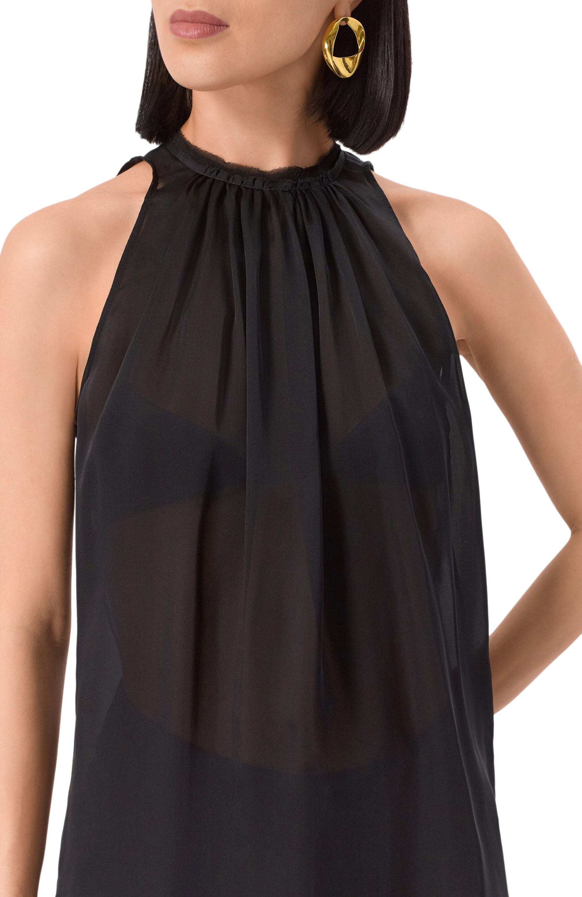 Шелковый топ BALMAIN черного цвета по цене 120000 руб., арт. EF0IA005/SB04, фото 5 Шелковый топ BALMAIN, арт. EF0IA005/SB04, фото 5