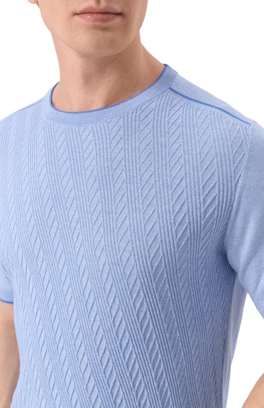 Джемпер из хлопка и шелка Andrea Campagna SU26ST200-00/FST262 Голубой  SU26ST200-00/FST262 Фото 5