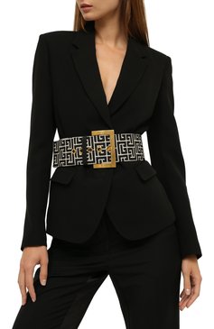 Женский текстильный ремень BALMAIN черно-белого цвета, арт. WN1WC041/TJMA | Фото 2 (Материал: Текстиль, Хлопок; Региональные ограничения белый список (Axapta Mercury): RU; Материал сплава: Проставлено; Нос: Не проставлено)