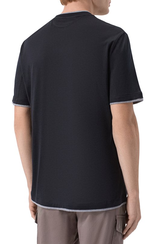 Футболка из шелка и хлопка Brunello Cucinelli MD8217427 Чёрный  MD8217427 Фото 4