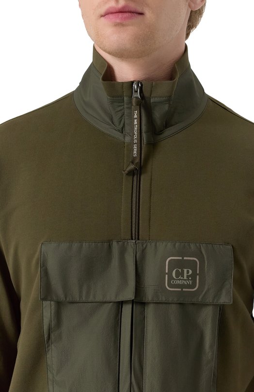 Хлопковая толстовка C.P. Company 18CLSS012A006452M Хаки  18CLSS012A006452M Фото 5