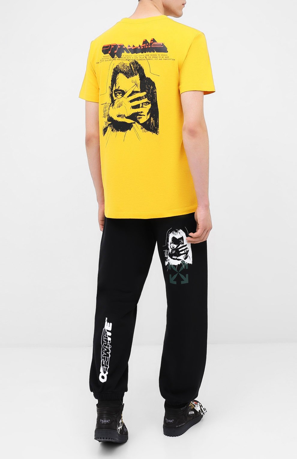 Хлопковая футболка OFF-WHITE желтого цвета по цене 29950 руб., арт. 0MAA027E20JER0121810, фото 2 Хлопковая футболка OFF-WHITE, арт. 0MAA027E20JER0121810, фото 2