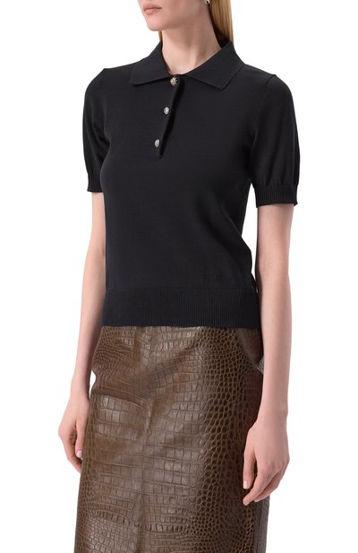 Хлопковое поло N21 черного цвета по цене 52750 руб., арт. A017/9508, фото 3 Хлопковое поло N21, арт. A017/9508, фото 3