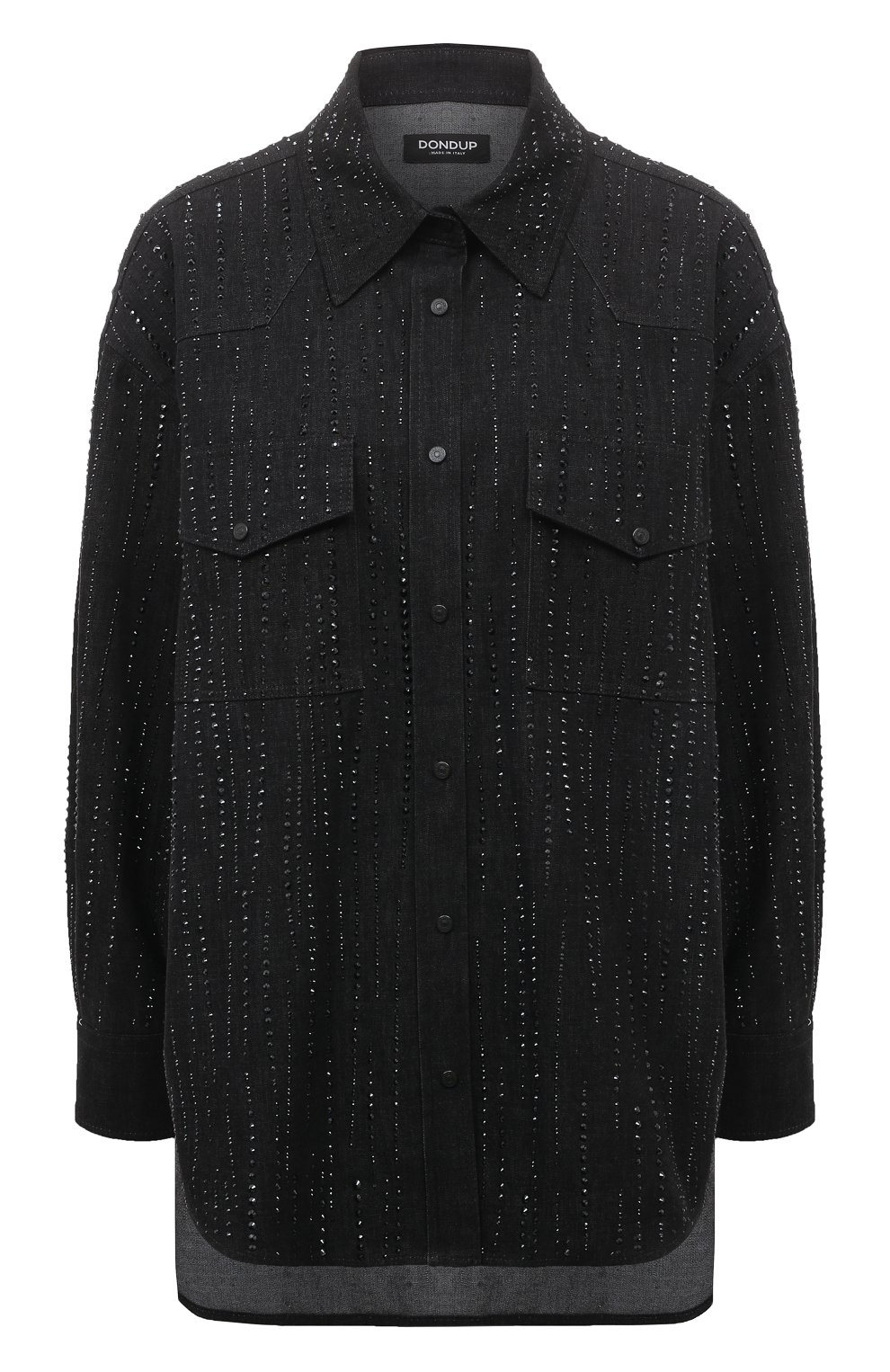 Рубашка из хлопка и вискозы DONDUP темно-серого цвета по цене 129500 руб., арт. DC233/DS0258D GT1W DD W23, фото 1 Рубашка из хлопка и вискозы DONDUP, арт. DC233/DS0258D GT1W DD W23, фото 1