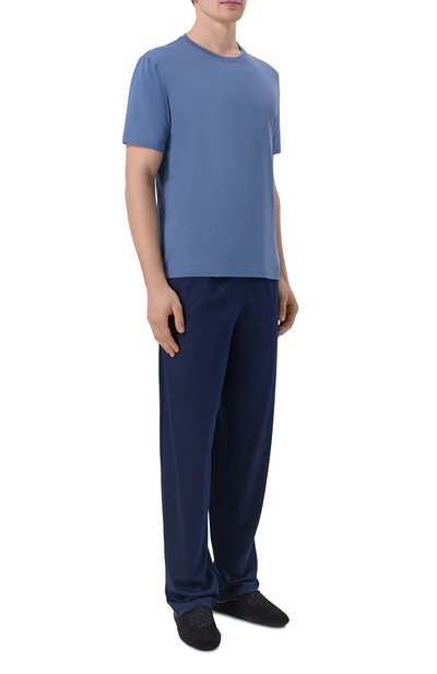 Хлопковая футболка HANRO голубого цвета по цене 9660 руб., арт. 075050., фото 2 Хлопковая футболка HANRO, арт. 075050., фото 2