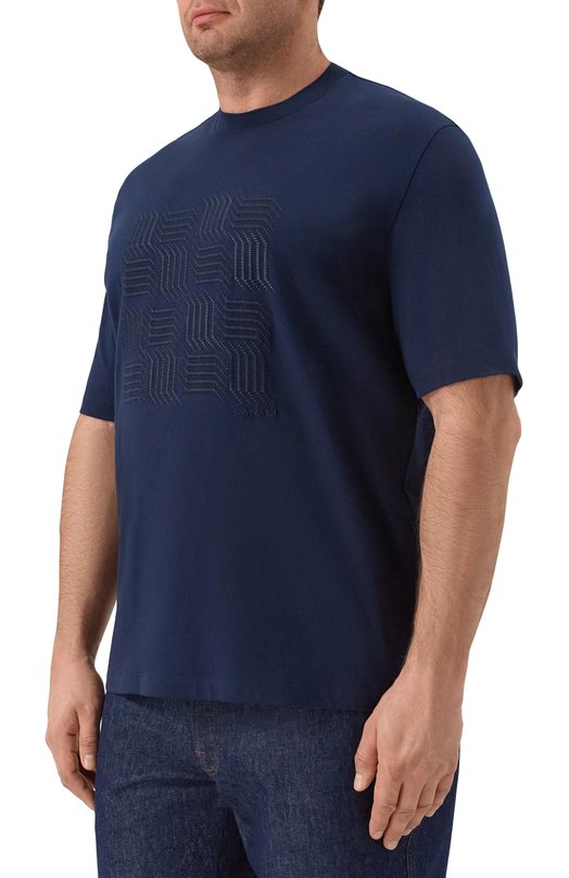 Хлопковая футболка Canali T0943/MJ02436 Синий  T0943/MJ02436 Фото 3