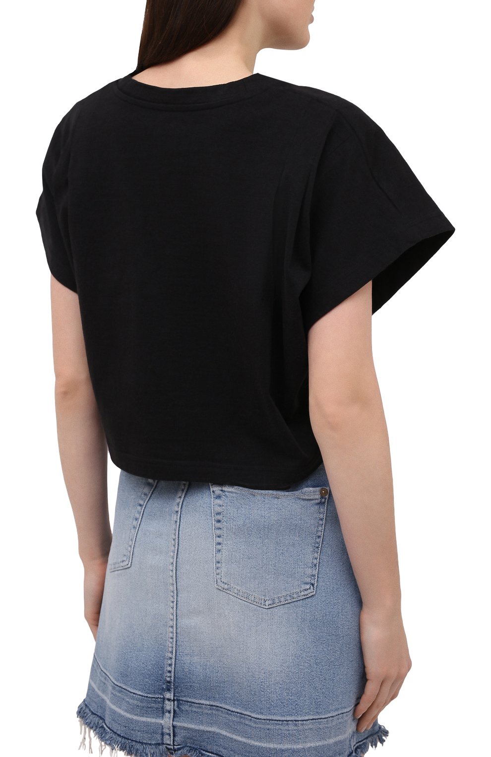 Хлопковая футболка ISABEL MARANT черного цвета по цене 26750 руб., арт. TS0779-21P027I/ZINALIA, фото 4 Хлопковая футболка ISABEL MARANT, арт. TS0779-21P027I/ZINALIA, фото 4