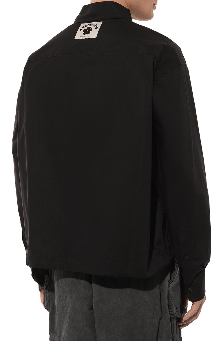 Мужская хлопковая куртка A PAPER KID черного цвета, арт. S4PKMASI033 | Фото 4 (Кросс-КТ: Куртка, Ветровка; Рукава: Длинные; Материал сплава: Проставлено; Материал внешний: Хлопок; Драгоценные камни: Проставлено; Длина (верхняя одежда): Короткие; Материал подклада: Хлопок; Стили: Кэжуэл)