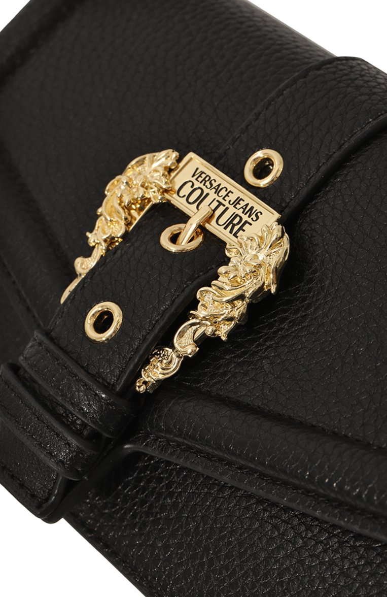 Женская сумка VERSACE JEANS COUTURE черного цвета, арт. 74VA5PF6/ZS413 | Фото 3 (Ремень/цепочка: На ремешке; Размер: mini; Сумки-технические: Сумки через плечо; Материал: Текстиль)