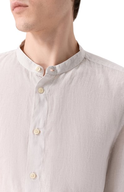 Льняная рубашка 120% LINO светло-серого цвета по цене 29350 руб., арт. 33ALIM1159/0115/S00, фото 5 Льняная рубашка 120% LINO, арт. 33ALIM1159/0115/S00, фото 5