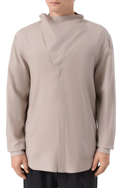 Рубашка из хлопка и шерсти RICK OWENS бежевого цвета по цене 86850 руб., арт. RU02E1299/FLW, фото 3 Рубашка из хлопка и шерсти RICK OWENS, арт. RU02E1299/FLW, фото 3