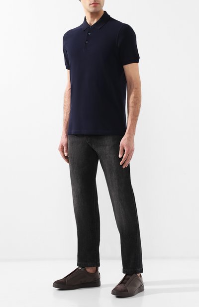 Хлопковое поло BRUNELLO CUCINELLI темно-синего цвета по цене 45600 руб., арт. M0T638307, фото 2 Хлопковое поло BRUNELLO CUCINELLI, арт. M0T638307, фото 2