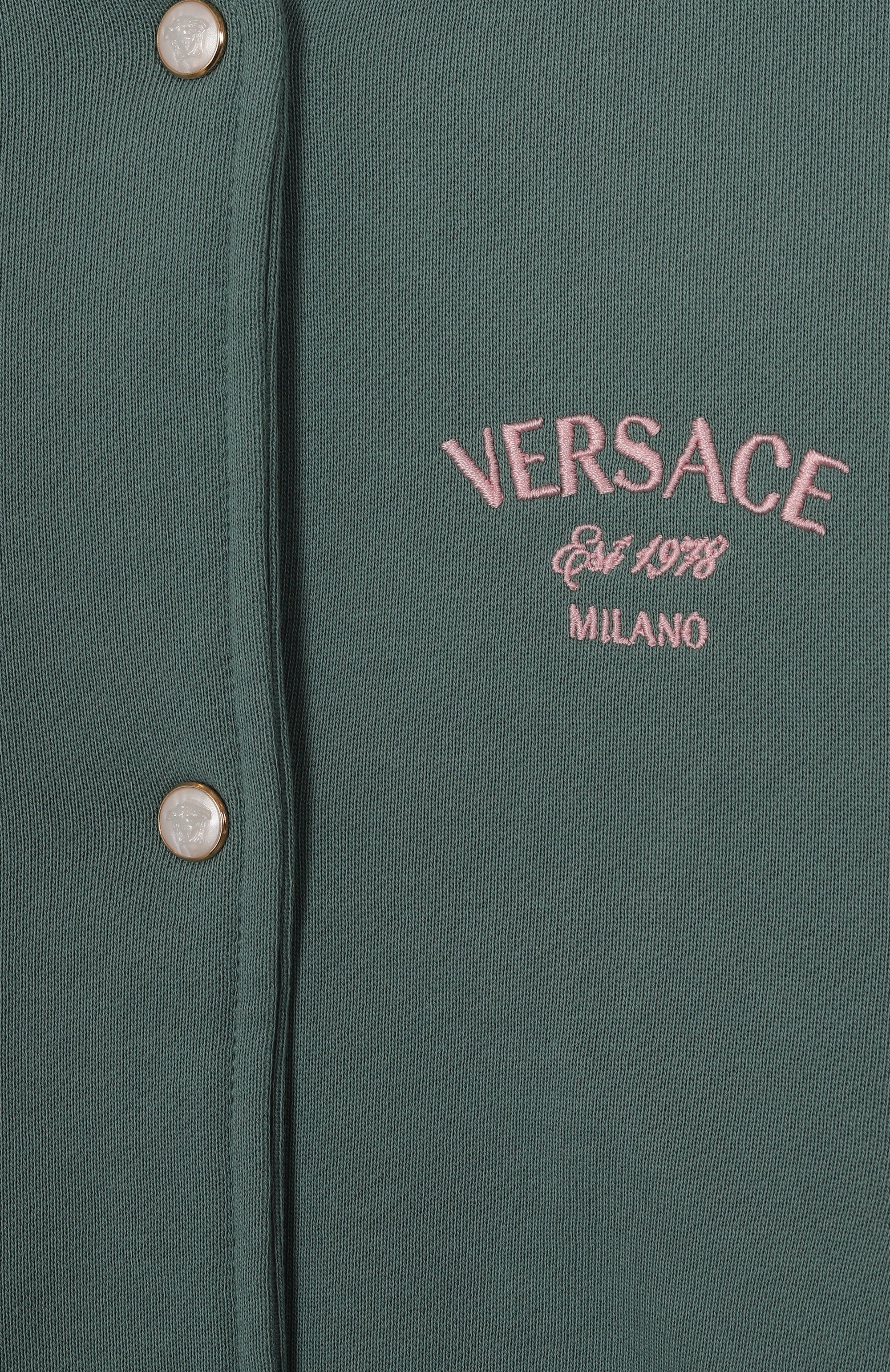 Хлопковый бомбер VERSACE зеленого цвета по цене 45900 руб., арт. 1018407/1A13091, фото 3 Хлопковый бомбер VERSACE, арт. 1018407/1A13091, фото 3