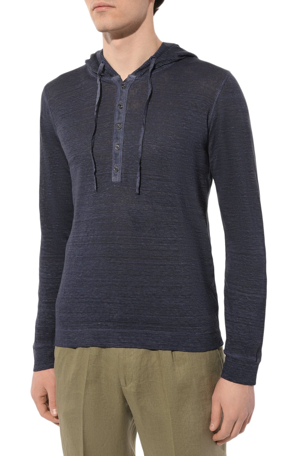 Льняной лонгслив-хенли 120% LINO темно-синего цвета по цене 26350 руб., арт. 31ALIM7553/000E908/S00, фото 3 Льняной лонгслив-хенли 120% LINO, арт. 31ALIM7553/000E908/S00, фото 3