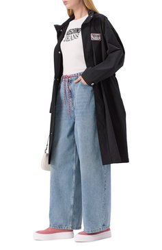 Женская парка M05CH1NO JEANS черного цвета, арт. A0609/3224 | Фото 2 (Материал сплава: Проставлено; Драгоценные камни: Проставлено; Рукава: Длинные; Длина (верхняя одежда): До колена; Стили: Кэжуэл; Кросс-КТ: Куртка; Материал внешний: Хлопок, Синтетический материал)