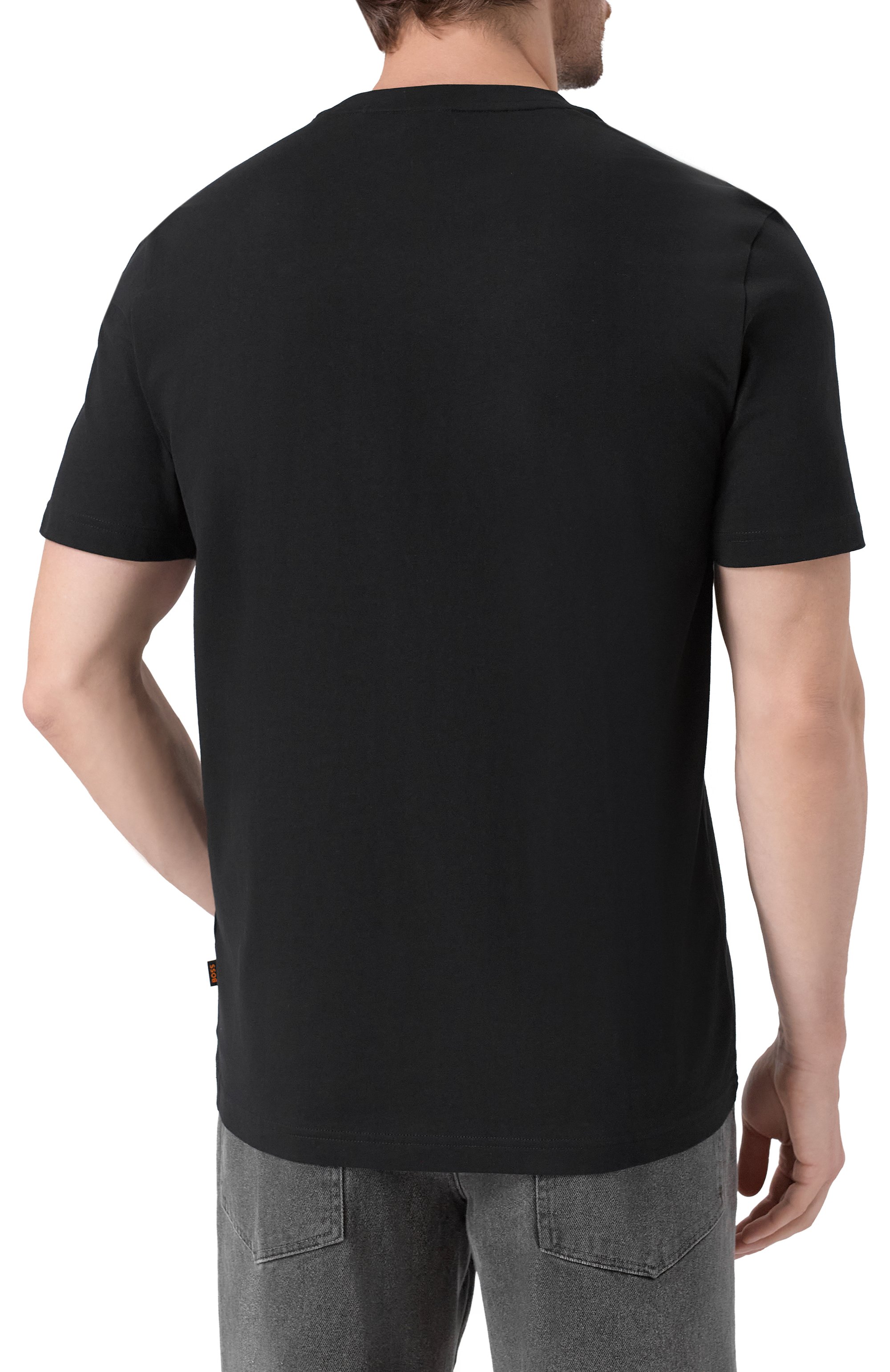 Хлопковая футболка BOSS ORANGE черного цвета по цене 8295 руб., арт. 50554615, фото 4 Хлопковая футболка BOSS ORANGE, арт. 50554615, фото 4