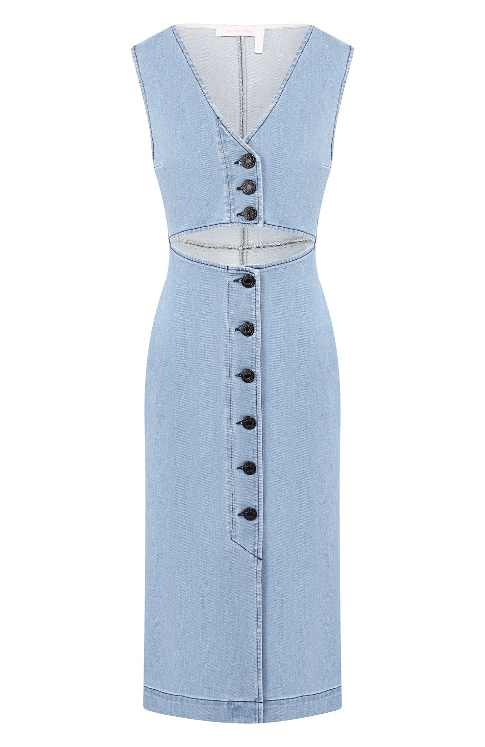 Джинсовое платье SEE BY CHLOÉ голубого цвета по цене 38700 руб., арт. CHS19ADR01165, фото 1 Джинсовое платье SEE BY CHLOÉ, арт. CHS19ADR01165, фото 1