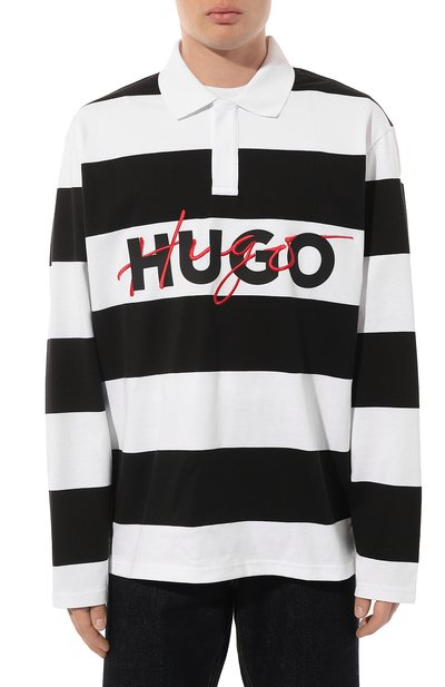 Хлопковое поло HUGO черно-белого цвета по цене 16500 руб., арт. 50494348, фото 3 Хлопковое поло HUGO, арт. 50494348, фото 3